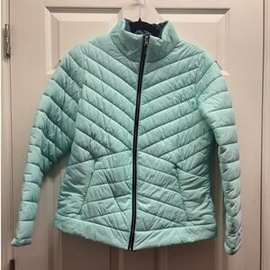 Free Country Women's Size Large Quilted Ultrafill Thin Puffer Jacket Mint/Teal
